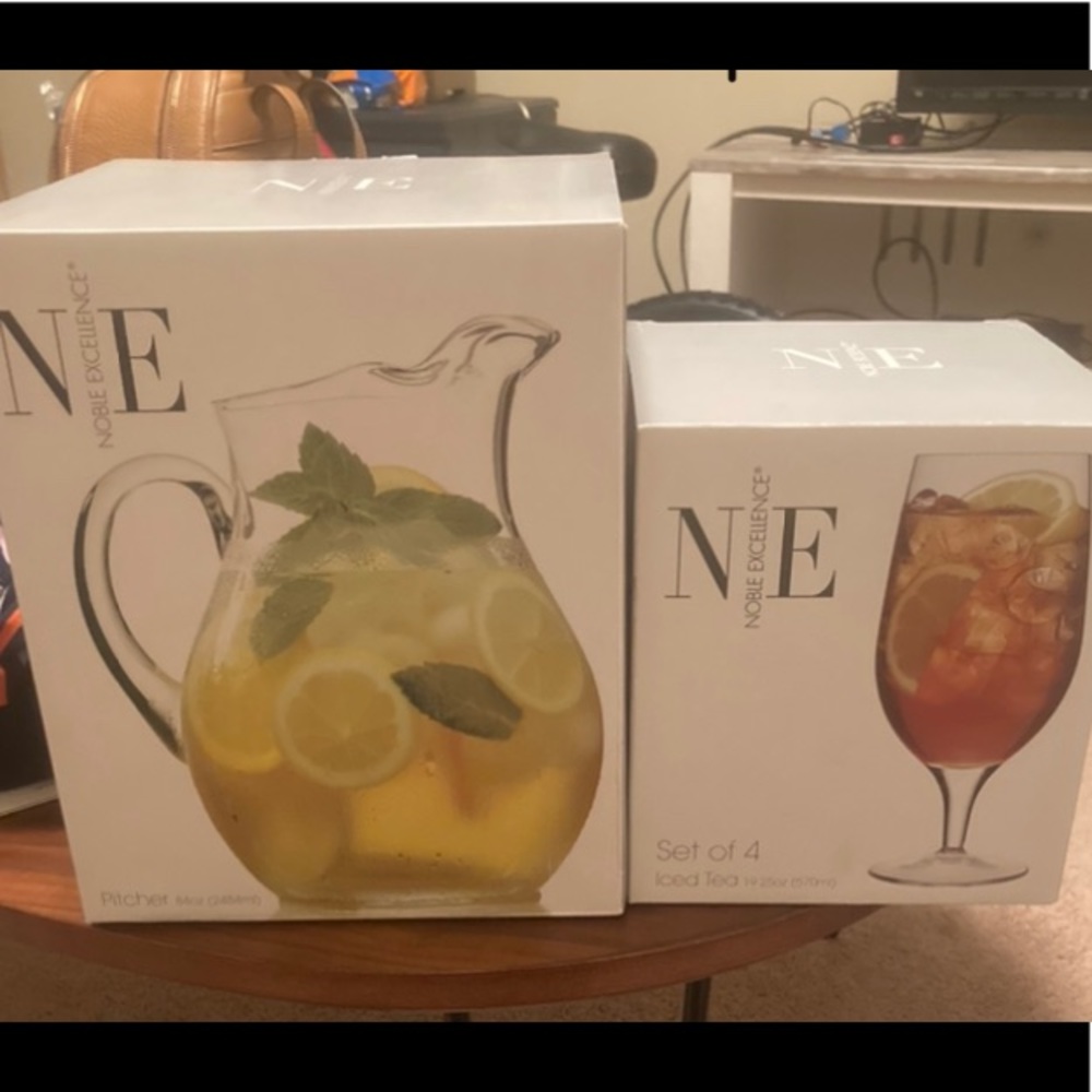 Noble excellence glass pitcher &set of 4 tea glass